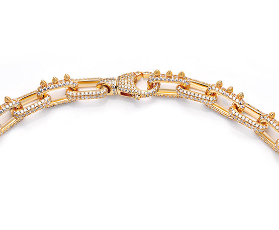 Playboi Carti spiked links necklace cuban link fully iced diamond vvs vlone asap rocky