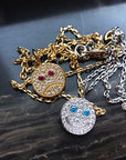 eyefunny smiling face thunder pendant necklace chain diamond jbalvin kim jones clot virgil offwhite