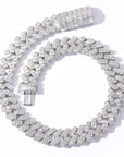 17mm fully iced baguette diamond cuban link necklace chain White Gold yellow gold asap rocky playboi carti lil uzi vert hip hop jewelry custom made