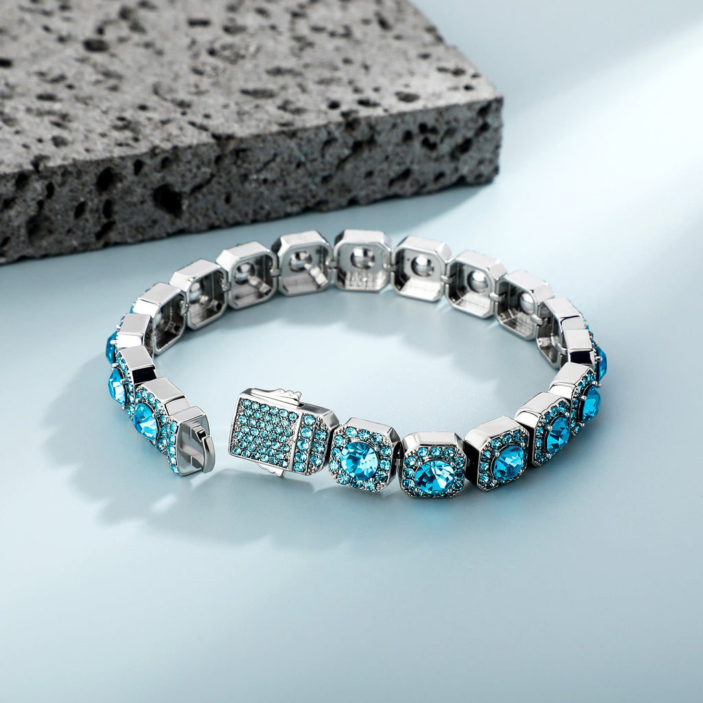 Halo one row solitaire link topaz necklace diamond  chain as seen on migos and travis scott shopgld icebox hip hop jewelry