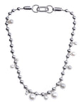 Beaded chain cuban links with dangling freshwater pearls necklace asaprocky
