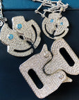 EYEFUNNY broken smiling face pendant necklace chain diamond vvs アイファニー POGGY KIM JONES VIRGIL JBALVIN