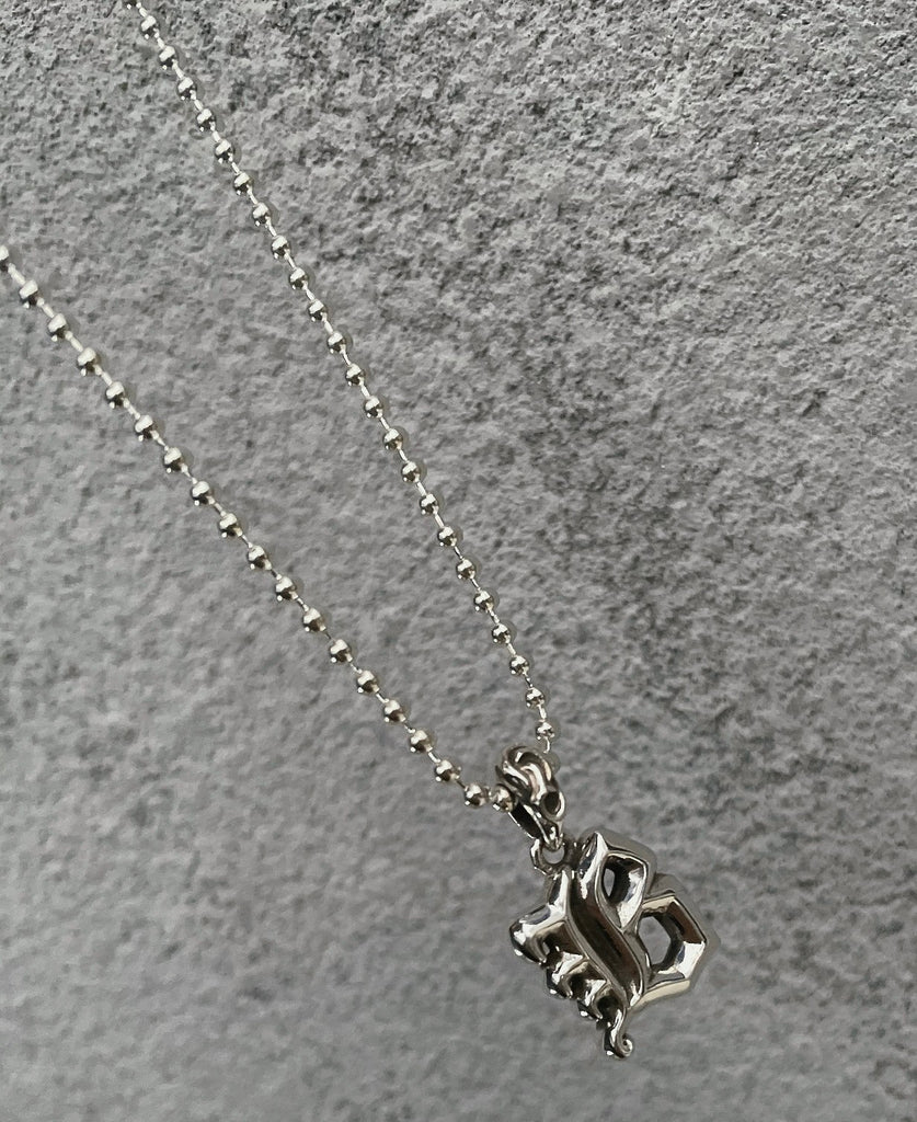 Custom Gothic font A-Z alphabet letter 925 silver pendant necklace buy not chrome