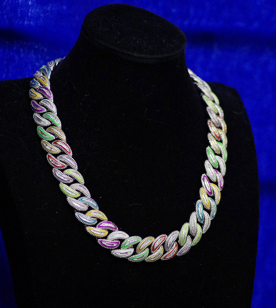 20mm glow in the dark enamel cuban link necklace chain as seen on Travis Scott Melted Utopia dream