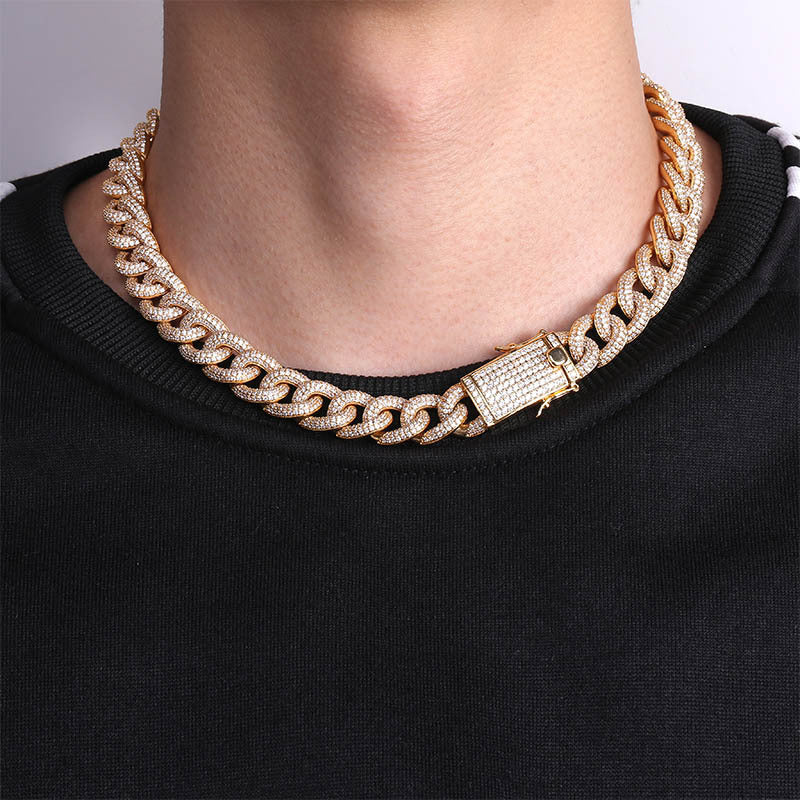 15mm cuban link fully iced micro pave diamond travis scott playboi carti asap rocky ian connor vlone vvs