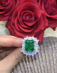 asap rocky vlone green Emerald Cut Ring engagement rare vvs jeweler diamond tyler the creator