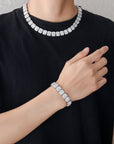 baguette diamond round stone tennis links bracelet necklace chain white gold yellow gold baller rappers nba fashion nova