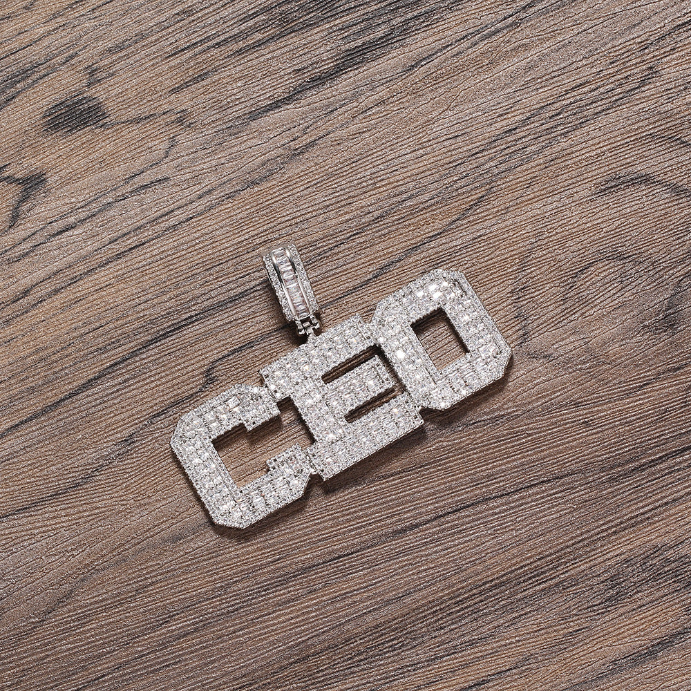 Custom number letter name baguette pendant necklace chain dialmond fully iced instagram famous rapper jewelry hip hop top jewelers