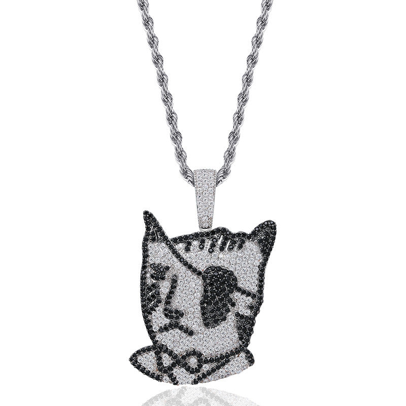 lil uzi vert tattoo cat pendant necklace chain luv free chain diamond vvs ifandco liluzivert
