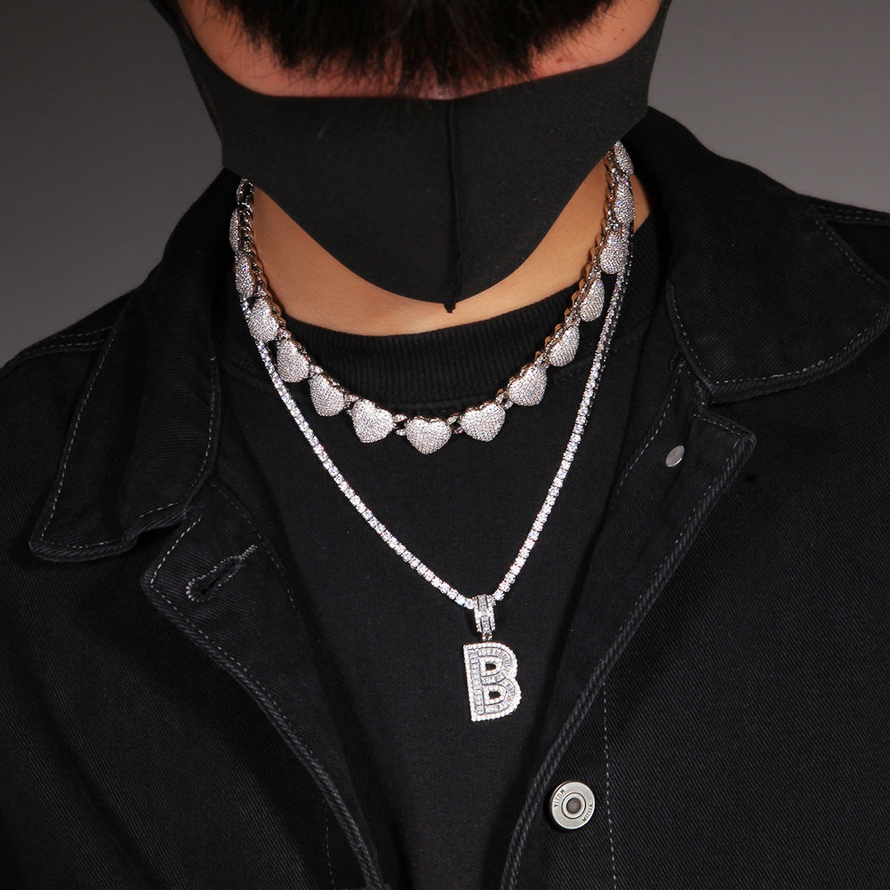 Fully iced interlaced heart 3D links necklace chain egan Thee Stallion hip hop jewelry celebrities jewelers diamond necklace bracelet ankle ring