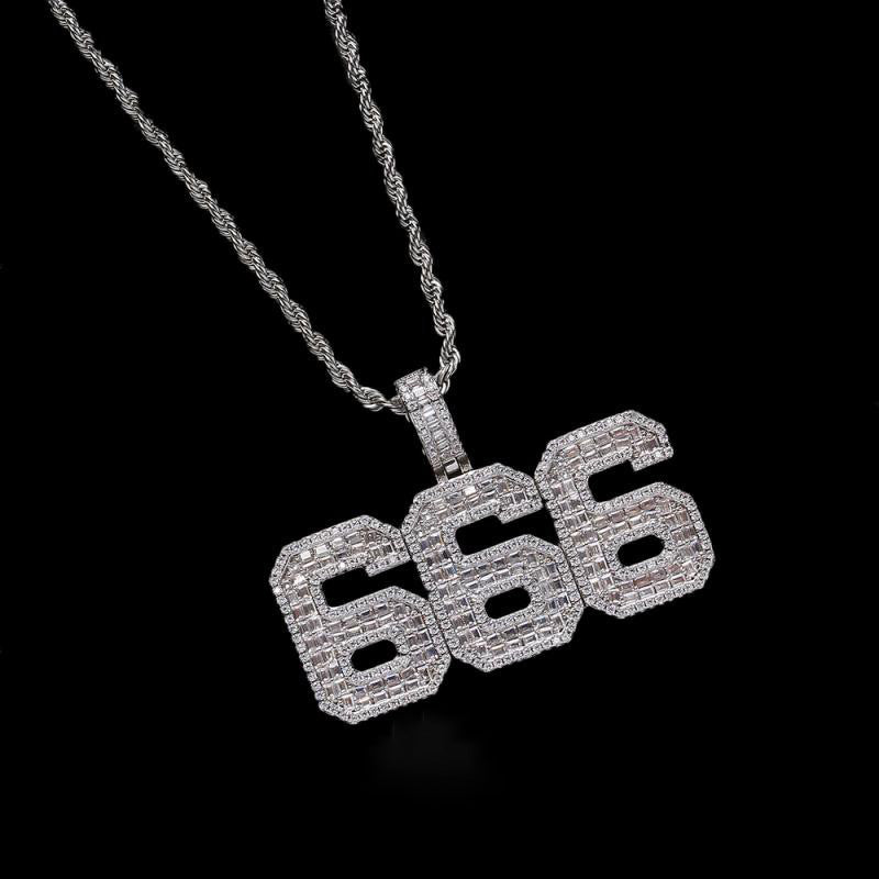 Custom number letter name baguette pendant necklace chain dialmond fully iced instagram famous rapper jewelry hip hop top jewelers
