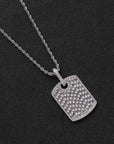 Fully iced baguette diamond Army dog tag in white gold Gunna bling jewelry icebox