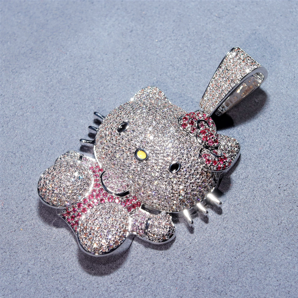 ifnandco custom hello kitty diamond pendant necklace chain iced out ben baller