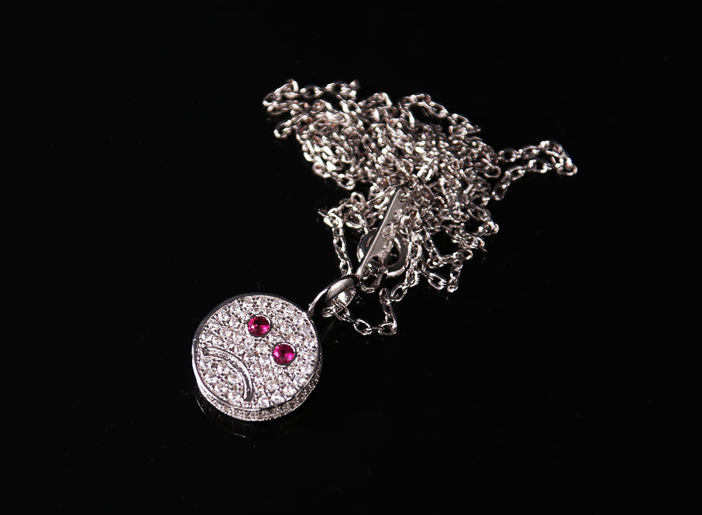 eyefunny smiling face thunder pendant necklace chain diamond jbalvin kim jones clot virgil offwhite