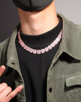 halo iced baguette travis chain rose gold pink diamond female bling diamond necklace chain bracelet cheapest asap rocky vlone