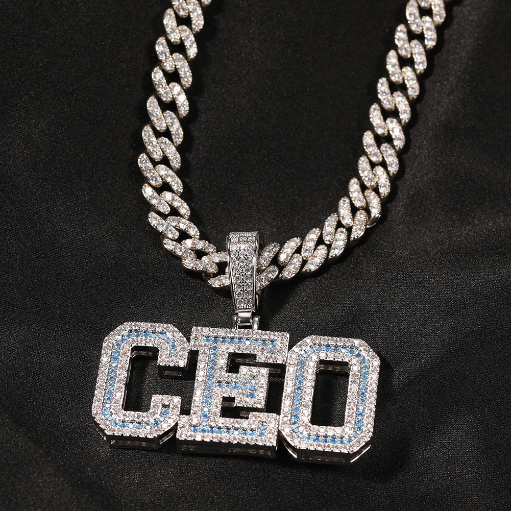 Custom A-Z baguette diamond custom Letters numbers Initial Charm pendant hollywood celebrity jewelers jewelry hip hop diamond necklace chain