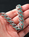 two tone curb cuban link bracelet blueface diamond gold buy travis scott