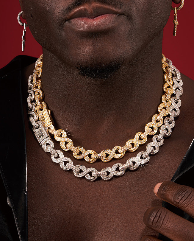 15mm Infinity cuban link necklace chain diamond ifandco shopgld hip hop jewelry celebrity jewelers diamond yellow gold gold price