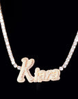 Hailey Bieber Wears Diamond Necklace With Her Married Last Name Vogue people.com custom name diamond necklace tennis link chain