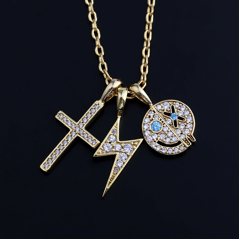 EYEFUNNY smiling face pendant necklace chain diamond vvs アイファニー POGGY KIM JONES VIRGIL JBALVIN