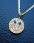 eyefunny smiling face thunder pendant necklace chain diamond jbalvin kim jones clot virgil offwhite