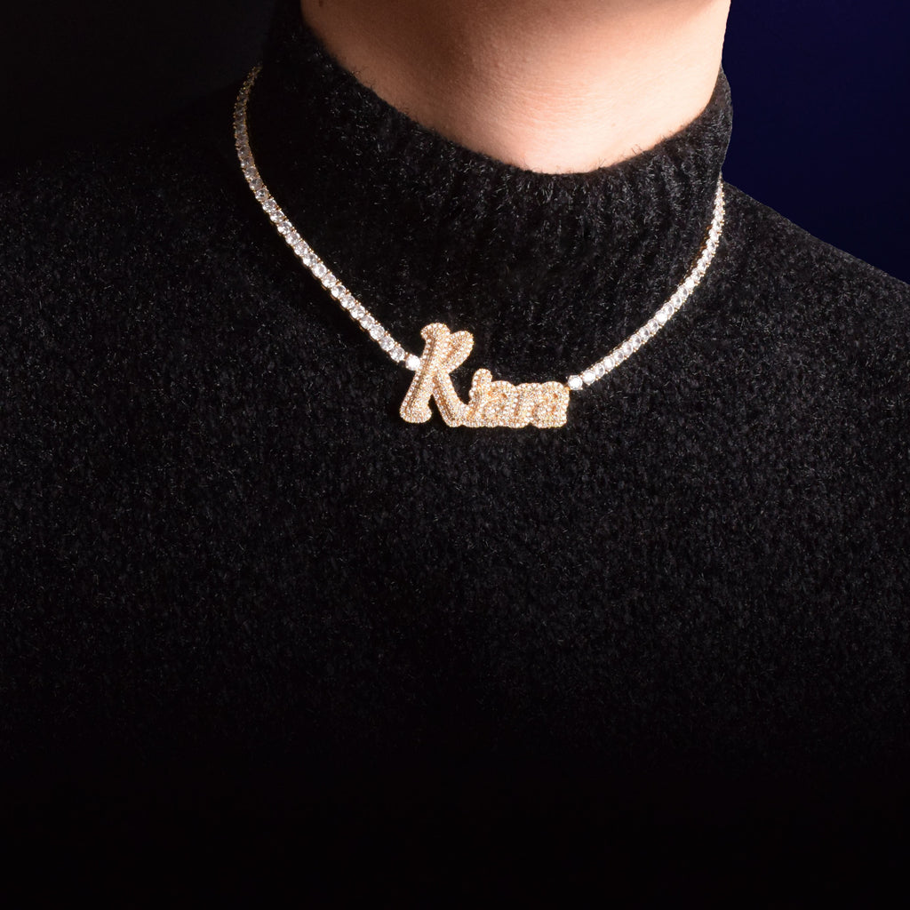 Hailey Bieber Wears Diamond Necklace With Her Married Last Name Vogue people.com custom name diamond necklace tennis link chain