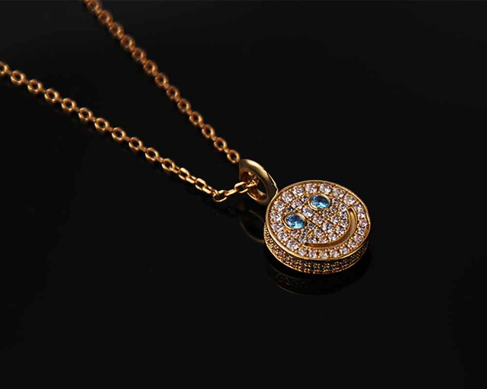 eyefunny smiling face thunder pendant necklace chain diamond jbalvin kim jones clot virgil offwhite