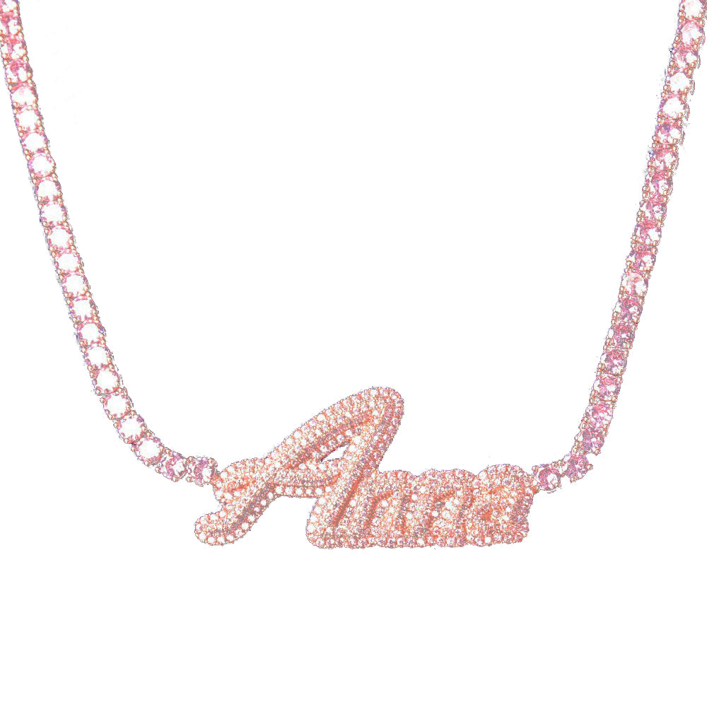 Hailey Bieber Wears Diamond Necklace With Her Married Last Name Vogue people.com custom name diamond necklace tennis link chain