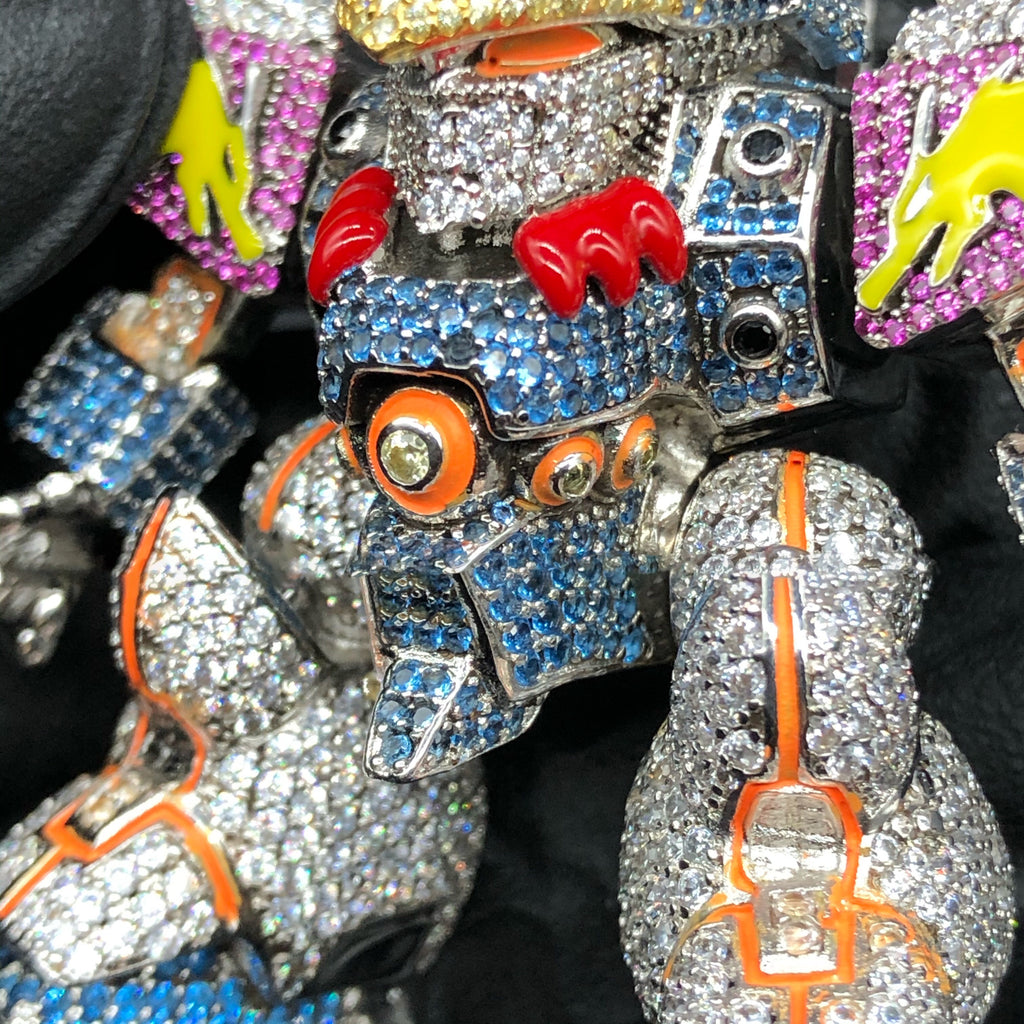 fully iced Mashin Hero Wataru Ryujinmaru fully iced and glow in the dark pendant necklace diamond chain set