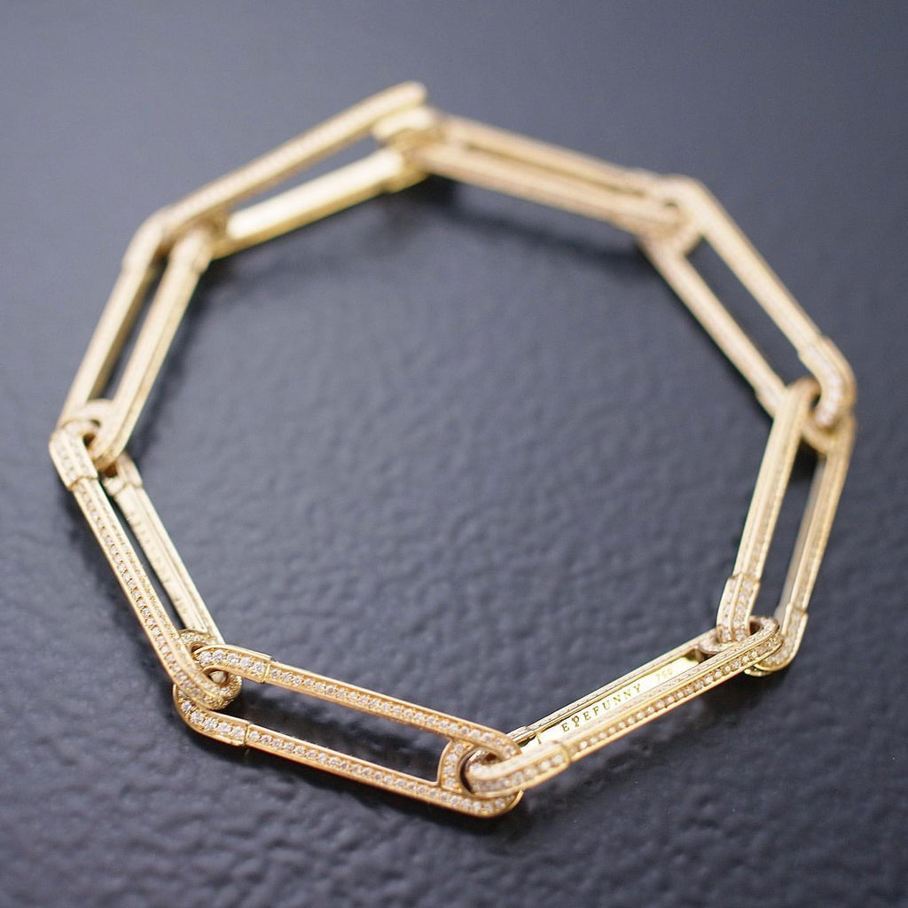 Safety pin pave bracelet - Yellow Gold