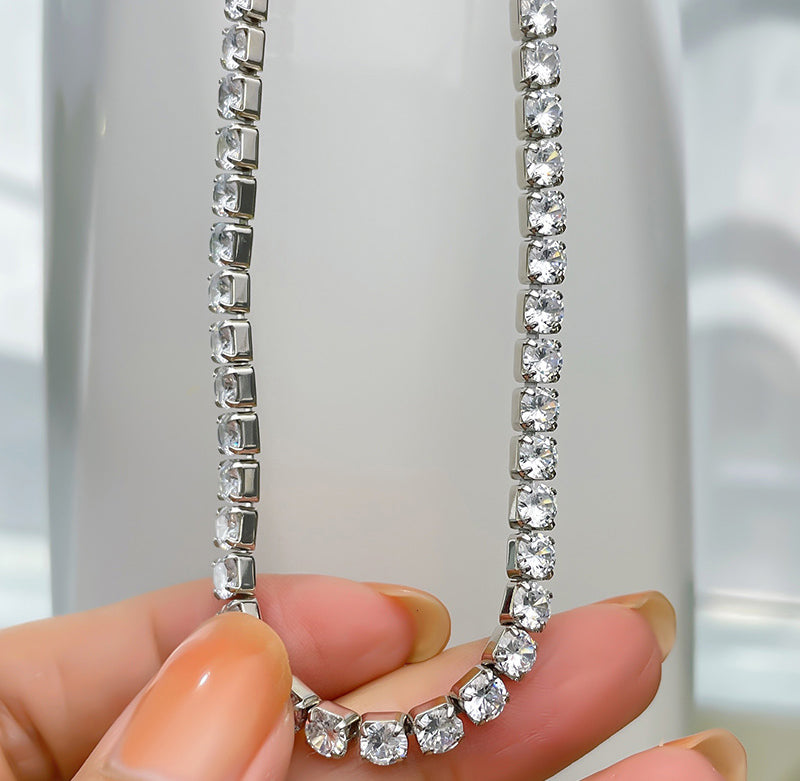 harry winston Tennis Necklace diamond 925 silver white gold diamonds