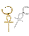 Dangling ankh hoop earrings fully iced diamond ifandco shopgld