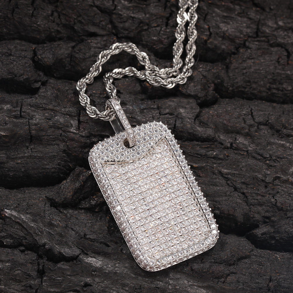 Fully iced Army dog tag in white gold diamonds
