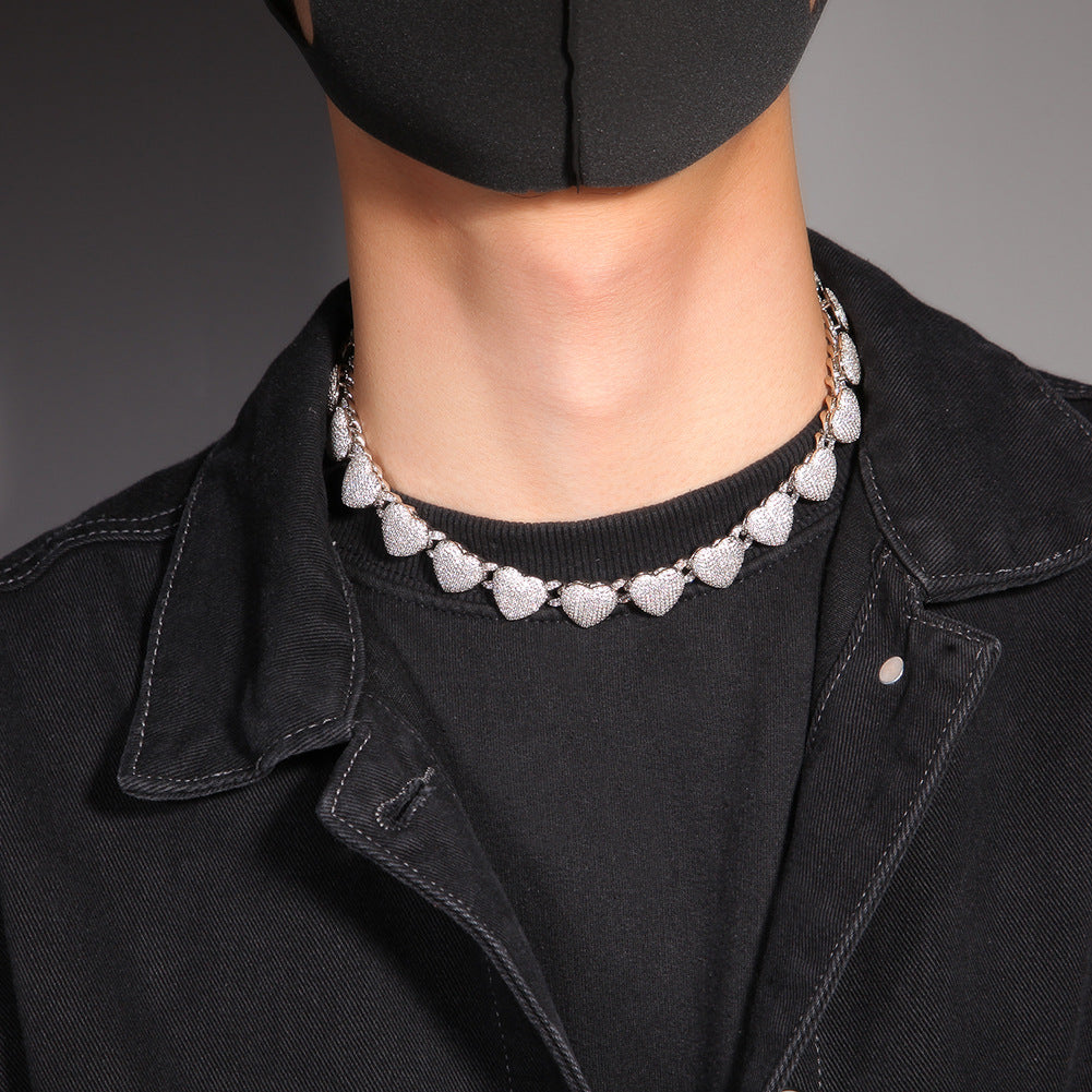 Fully iced interlaced heart 3D links necklace chain egan Thee Stallion hip hop jewelry celebrities jewelers diamond necklace bracelet ankle ring