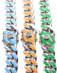 louis vuitton virgil off white inspired alike enamel cuban link necklace chain
