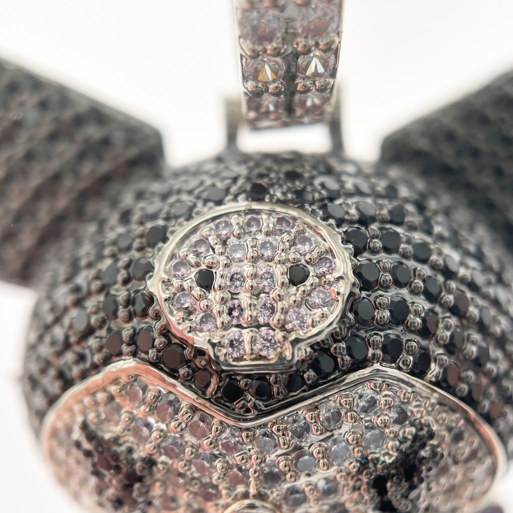 ifandco Iced Out Kuromi diamond pendant necklace with free matching chain included.