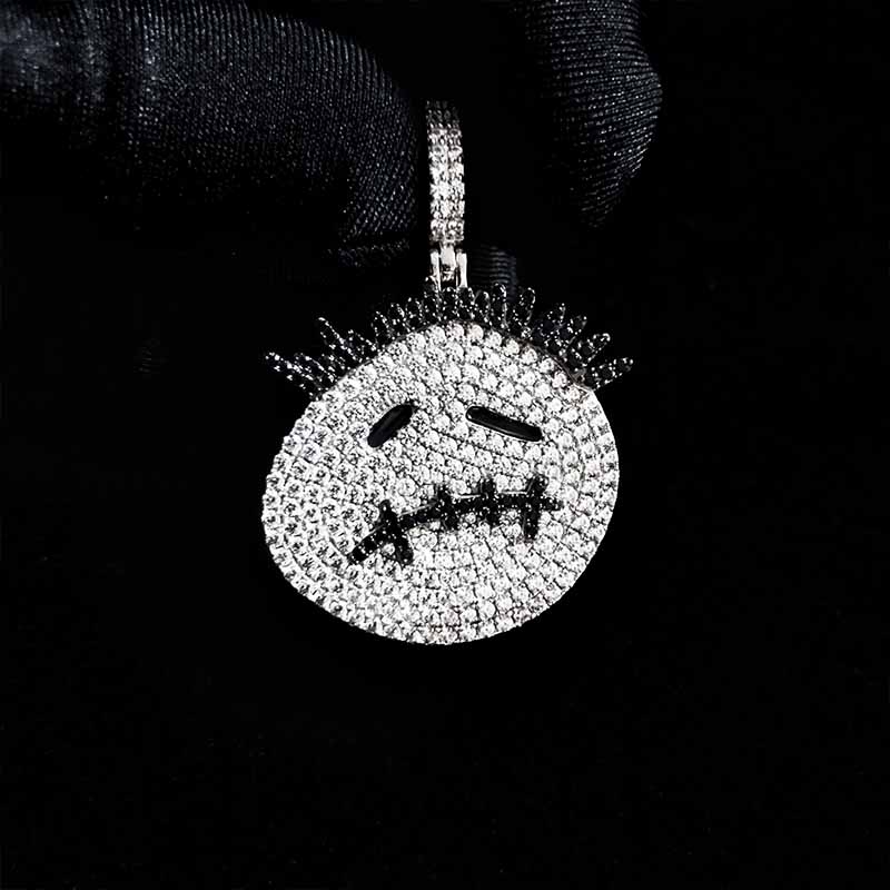 Buy Travis Scott Cactus Jack face logo diamond pendant necklace chain astroworld merch tour concert ticket buy now hip hop jewelry custom necklace rap artist hip hop