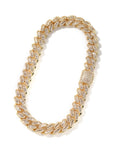 15mm cuban link necklace chain in baguette diamond White Gold Yellow Gold sterling silver hip hop jewelry cheap best quality custom made