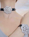 Piaget rose diamond bangle bracelet watch leather strap diamonds