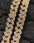 15mm cuban link necklace chain in baguette diamond White Gold Yellow Gold sterling silver hip hop jewelry cheap best quality custom made