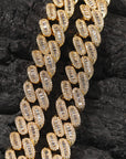 15mm cuban link necklace chain in baguette diamond White Gold Yellow Gold sterling silver hip hop jewelry cheap best quality custom made