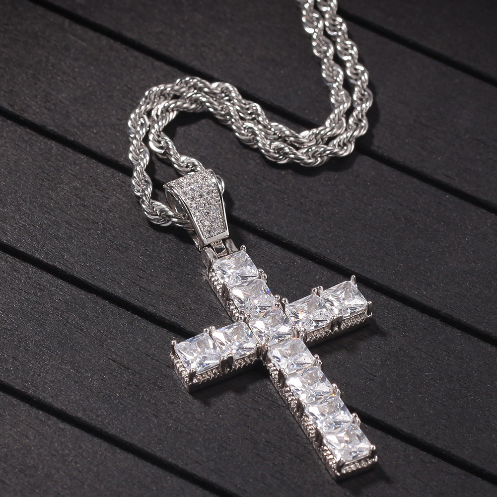 Princess cut cross pendant & necklace with free matching chain playboi carti vlone 