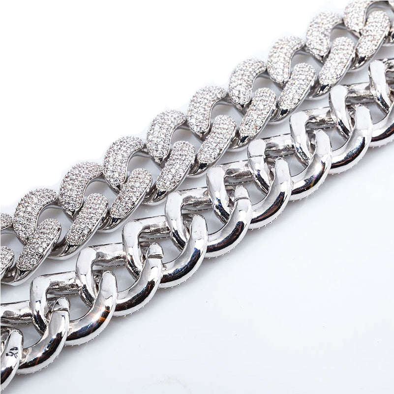 20mm cuban link necklace bracelet fully iced micro pave diamond travis scott playboi carti asap rocky ian connor vlone vvs