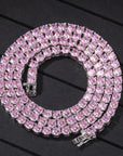 4MM Solitaire Pink Simulated Diamonds Tennis Chain ifandco kylie jenner cardi b shopgld