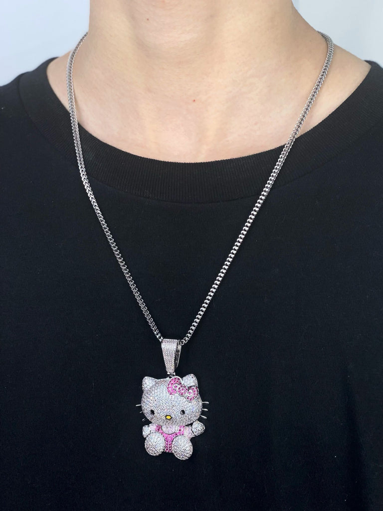 ifnandco custom hello kitty diamond pendant necklace chain iced out ben baller