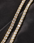 Emerald Cut Diamond Eternity Line Tennis Bracelet in white gold diamonds fine jewelery celebrity jewelers