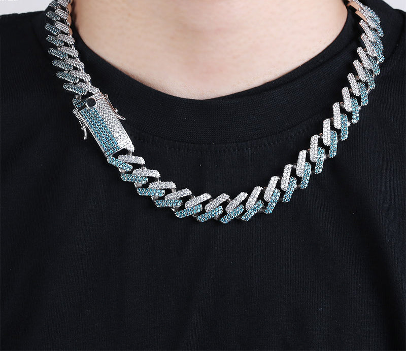 two tone curb cuban link bracelet blueface diamond gold buy travis scott