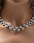 fully iced diamond heart ball Fully iced puffy bubble heart 3D clustered ball tennis link short necklace choker