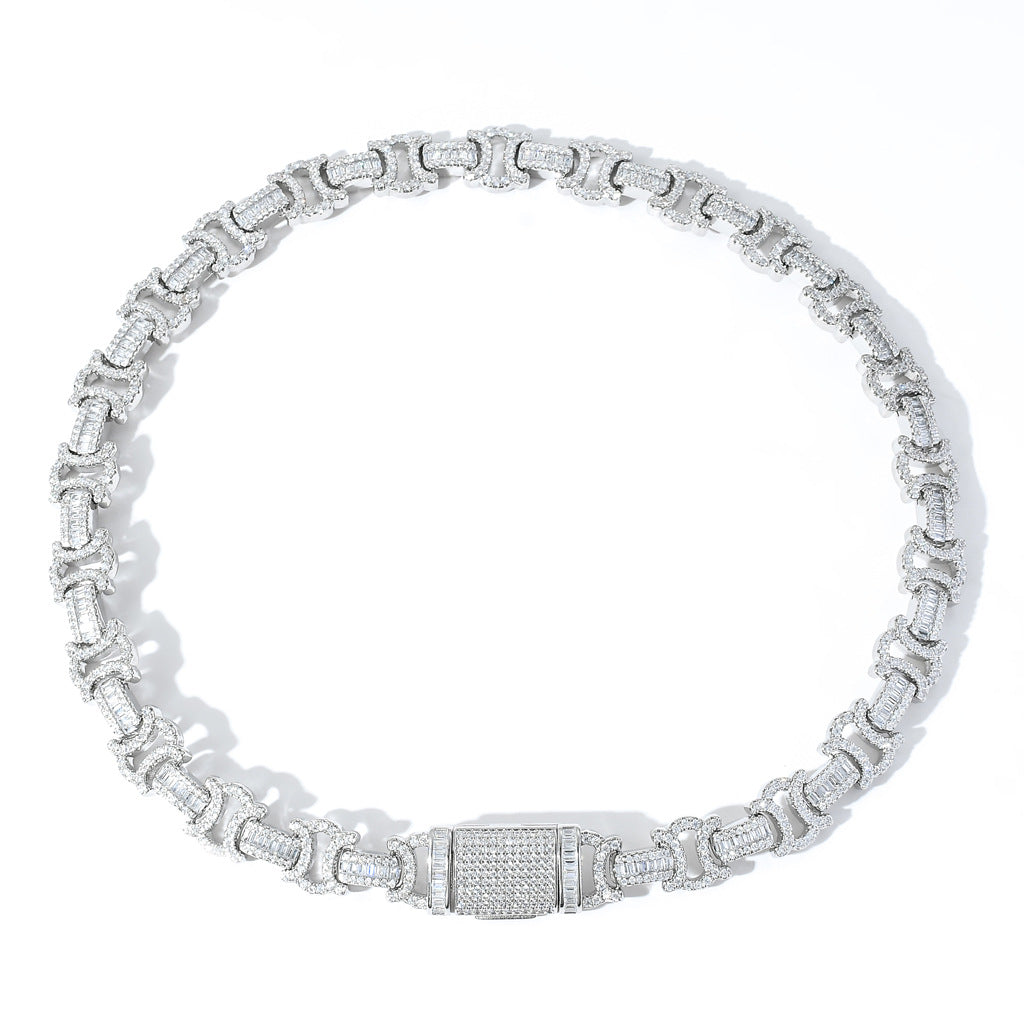 Vintage 13mm C de Cartier double CC baguette necklace cuban link chain interlaced diamond necklace rapper trap music playboi carti