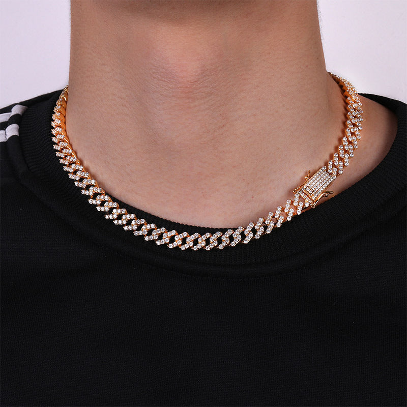 10mm curb cuban link chain necklace vvs diamond kanye west travis scott